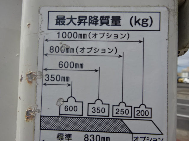 ﾀﾞｲﾅ・ﾄﾖｴｰｽ平ボディ　ゲート付3.5t積載ワイドセミロング 600Kg垂直ゲート FJロー 4.0Dターボ  6F （正式名称：デュトロ）売約済ホワイト
